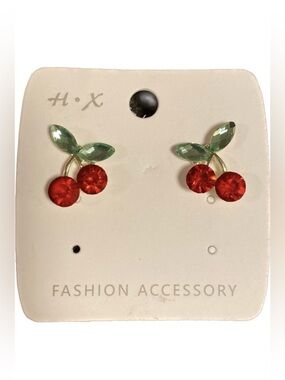 Cherry Earrings Red Post Style NWT